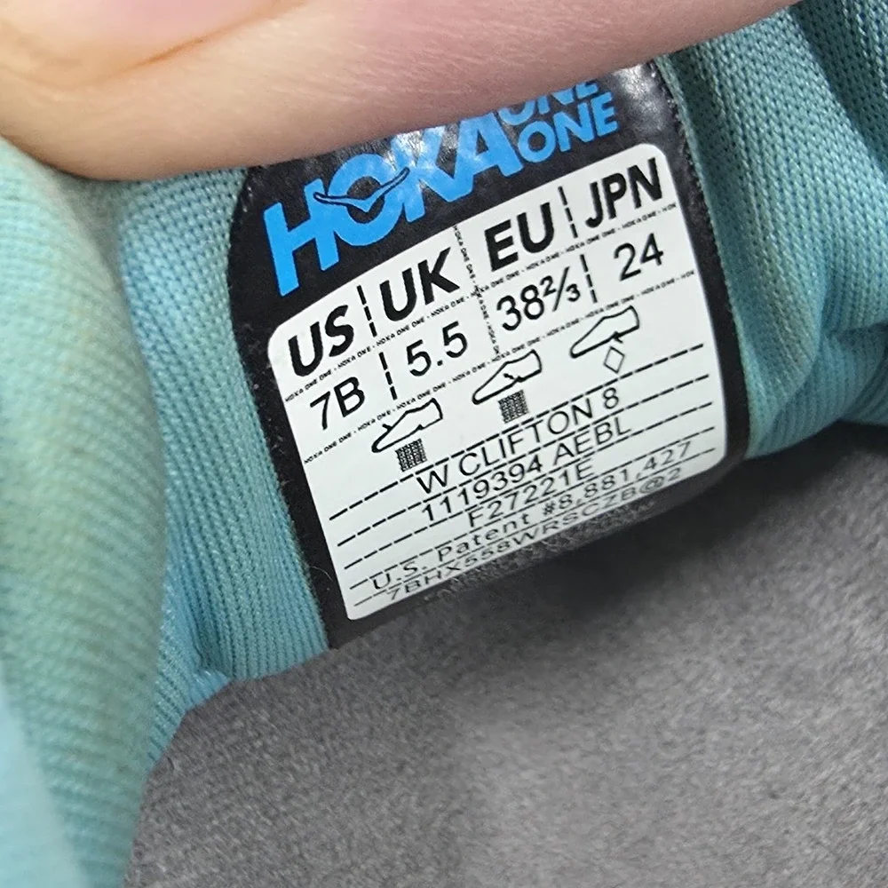 Hoka One One Clifton 8 Running Shoes Womens 7 B Blue‎ Sneakers Lightweight